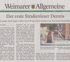 Thüringer Allgemeine, 23.7.2015: »Der erste Straßenleser Dennis«