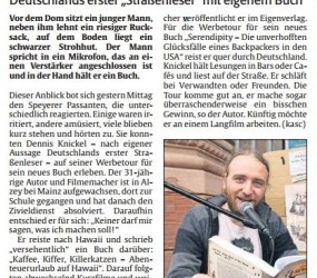 Die Rheinpfalz – Speyerer Rundschau, 23.9.2015: »Quer durchs Land«