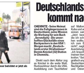 Chemnitzer Morgenpost, 19.5.2016: »Deutschlands 1. Straßenleser kommt nach Chemnitz«