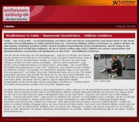 Osthessen-Zeitung, 20.5.2016: »Straßenleser in Fulda – Spannende Geschichten – Tödliche Gefahren«