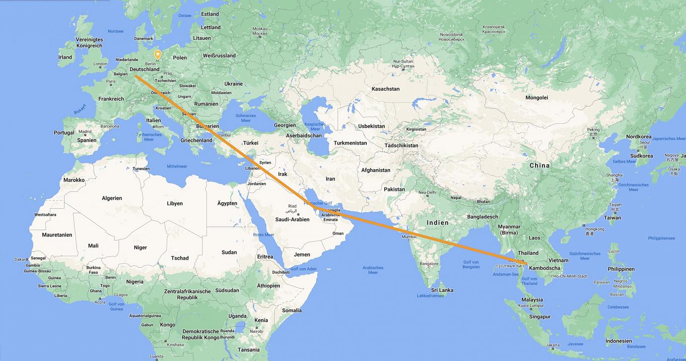 Curry-Competition: Frankfurt–Manama–Bangkok